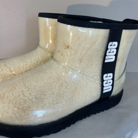 UGG Clear Classic Mini Boots Women’s 5 Uggs Ankle Slide On Shoes Rain Sheepskin - Picture 5 of 15